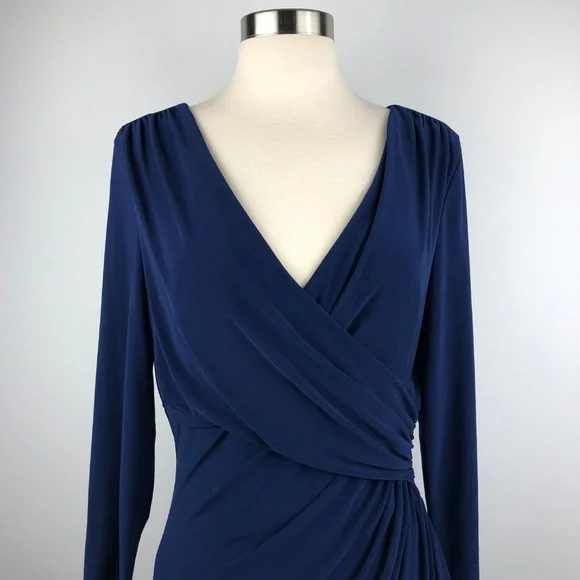 Lauren Ralph Lauren Deep Sapphire Faux Wrap Dress - Picture 4 of 8
